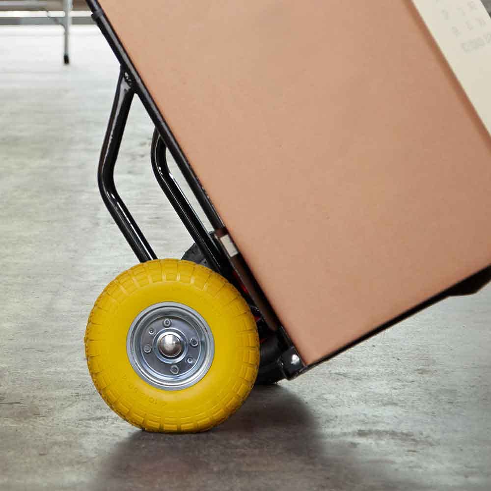 Bakaji Ruota Piena in Poliretano Giallo Antiforatura per Carrello Portapacchi Battistrada Scolpito Diametro 25cm Larghezza 7,6cm 3.00-4 Cerchio in Acciaio Diametro Assale 20 mm Ricambio Carriole