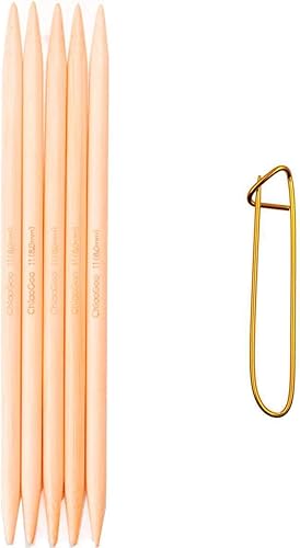 Miniatura 7 de ChiaoGoo Agujas de tejer DPN de doble punta 5 pulgadas (5.1 in) (juego de 5) bambú natural tamaño US 1.5 (0.098 in) 1015-1.5 con soporte para puntada