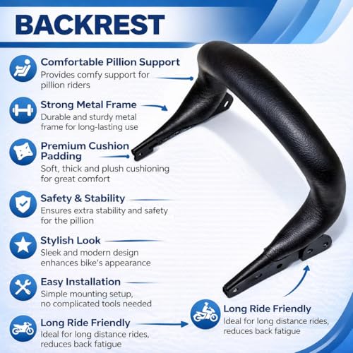 Image of PU Leather Cushioned Back Rest Seat Handle with Cushion Compatible for Bullet Classic, Standard, Electra 350 /350 Models
