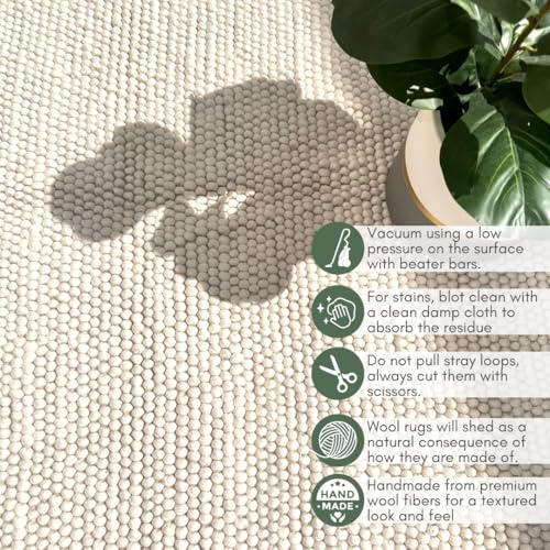 Image of 100% Wool Hand Woven Knit Popcorn Rug (6'x9' - Ivory)