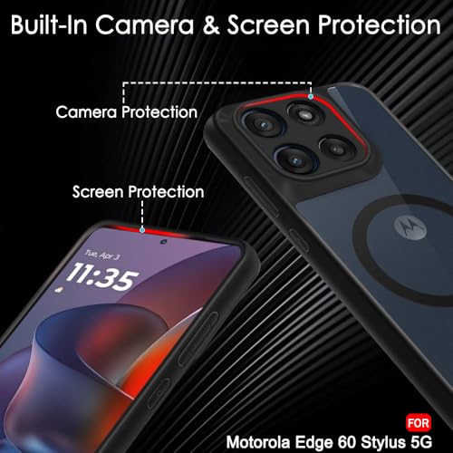 Image of TheGiftKart TPU+PC Hybrid Shockproof Back Cover Case for Motorola Moto Edge 60 Stylus 5G|Hard Back Cover for Motorola Edge 60 Stylus, Black