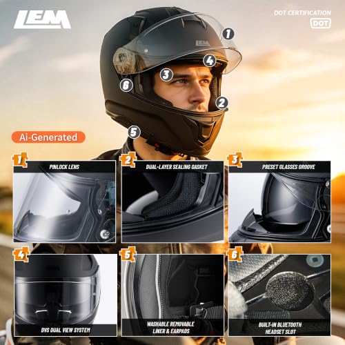 LEM Full Face Motorcycle Helmet