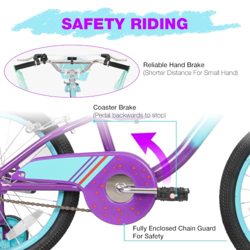 Image of WEIZE Kids Bike, 14 16 Inch Children Bicycle for Girls Ages 4-12 Years Old, Front Basket, Bell, Streamer, Doll Seat, Adjustable Seat & Handlebars, Coaster Brake, Multiple Color