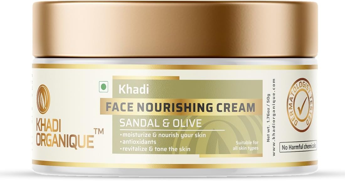 Sandalwood & Olive Natural Face Moisturizing Nourishing Cream | Reduce Wrinkles & Fine Lines | Suitable for Men & Women of all Skin Types - 50gm