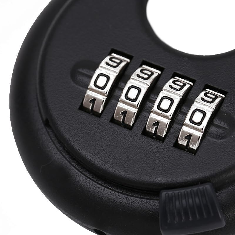 Image of 4 Digit Combination Lock, Stainless Steel Disc Padlock with 3 /8 Inch Hardened Steel Shackle, Heavy Duty Combo Lock Outdoor for Warehouse, Hasp Latch, Sheds, Fences, Storage Locker (1 Pack) (Black)