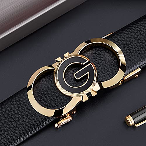 VANNANBA Leather ratchet Belts for Men Automatic Buckle Casual Work Dress Belt with Gift Box3