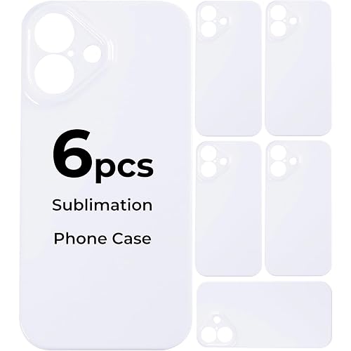 HTVRONT 6Pack Sublimation Phone Case Blanks Bulk Compatible with iPhone16, Hard Sublimation Customize Phone Case - Glossy Sublimation Blanks Custom Phone Cover - Cell Phone Coated Basic Cases