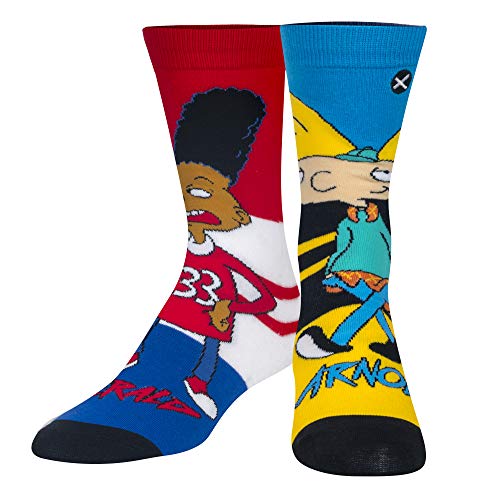 Odd Sox, 90 s Nickelodeon Hey Arnold Women Funny Print Crew Socks, Large