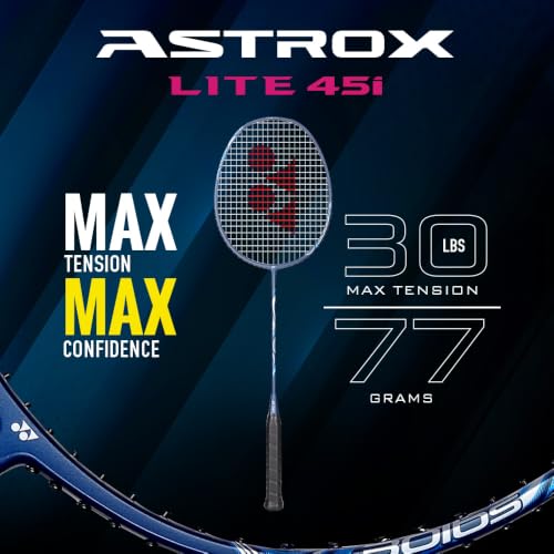 Image of Yonex Graphite Strung Badminton Racquet Astrox Lite 45i (G4, 77 Grams, 30 lbs Tension, Blue Silver)