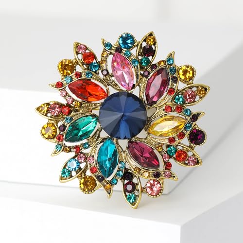 Image of Trendy Large Rhinestone Flower Brooches 8-color for Women Luxury Office Party Casual Pins Jewelry Accessories Gifts