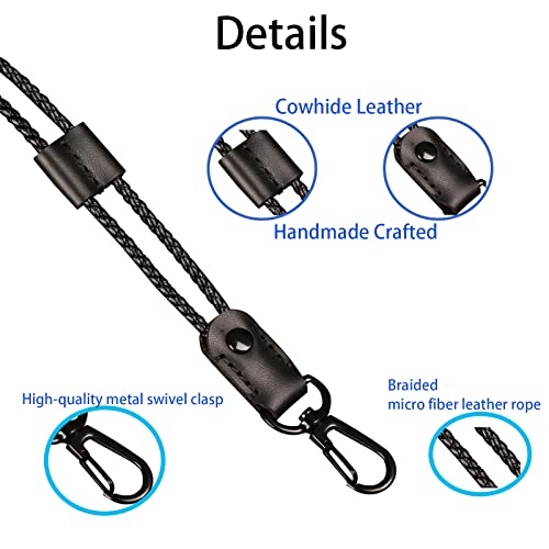 Aolaso Lanyard, Leather Braided Badge Lanyard For Id Card Holder Keys Office Adjustable Lanyard With Strong Metal Clasp Keychain Holder Neck Strap For Men& Women (Black) #TOP2