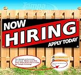 Now Hiring Apply Today Banner 13 oz | Non-Fabric | Heavy-Duty Vinyl Single-Sided with Metal Grommets