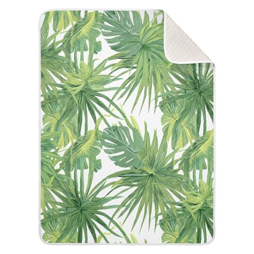 Burbuja Tropical Leaves Baby Blanket for Boys Girls, Nursery Soft Warm Swaddling Receiving Baby Blankets, 30x40 in Toddler Blanket