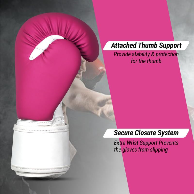 Image of Boxing Gloves - Faux Leather Training Gloves with Hook and Loop Velcro Closure for Long-Lasting Strength and Durability