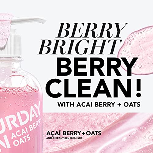 Saturday Skin Hydrating Gentle Facial Gel Cleanser Makeup Remover Sensitive Skin Face Wash Antioxidant Vitamin Brightening Smoothing | Korean Skin Care Cica Acai Berry Oats #TOP3