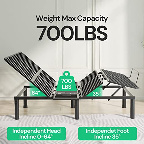 Sunsgrove Motorized Upholstered Adjustable Bed Base With Wireless Remote, Head And Foot Incline, Memory Pre-Sets, Anti-Snore, Zero Gravity, Adjustable Leg Heights Bed Frame, Twin Xl, Split King #TOP3