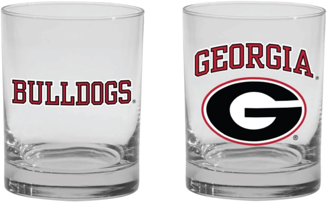 R.F.S.J. Inc 2-Sided Color Rock, Whiskey or Old Fashion Glasses - Boxed Set of 2. (Michigan Wolverines)