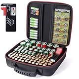 Battery Organizer Storage Case Box with Tester BT168 -for All Types Batteries Container, Fireproof & Waterproof Battery Keeper Caddy for Home Drawer, Small Cases Holder for AA AAA C D 9V (Holds 104＋)
