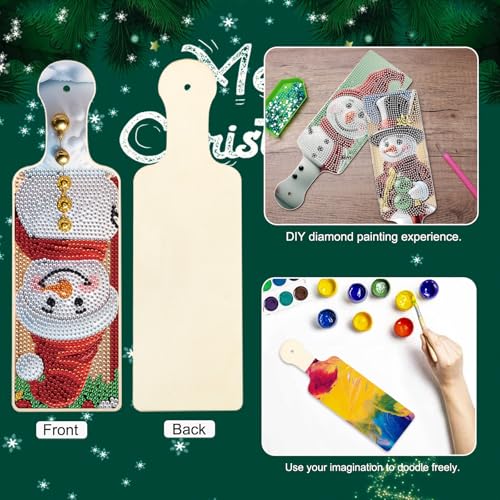 Image of 4 Pcs Diamond Art Painting Tray Board for Adults, 5D DIY Special Shape Crystal Rhinestones Diamond Art Cutting Board Christmas, Indoor Kitchen Dining Table Decor Christmas Gift (Christmas Snowman)