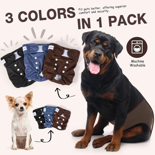 Pet Soft Dog Nappies Female, 3 Pack Dog Period Pants Medium with Leak-proof Waistband - Image 2