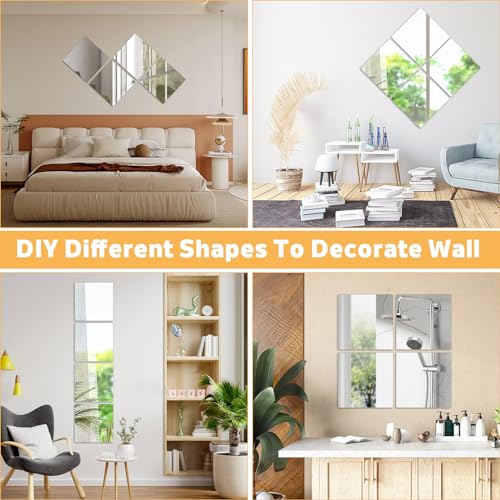ZOLGINAH 4 Piezas Espejos Pared, 20x20 cm Espejo Adhesivo Pared Flexibles Espejos Decorativos de Pared Espejo Adhesivo Acrílico Espejo de Pie Cuerpo Entero Espejos para Puertas Armario Habitacion - imagen 7