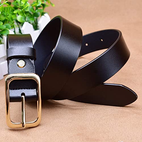 Leather Belts for Women, Genuine Leather Womens Belts with Gold Buckle, Black Belt2