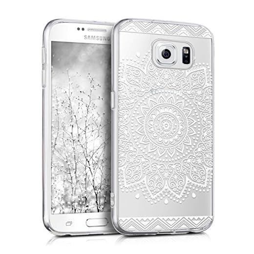 kwmobile skal kompatibel med Samsung Galaxy S6 / S6 Duos – mobiltelefonskal – mobiltelefon fodral blomma vit transparent