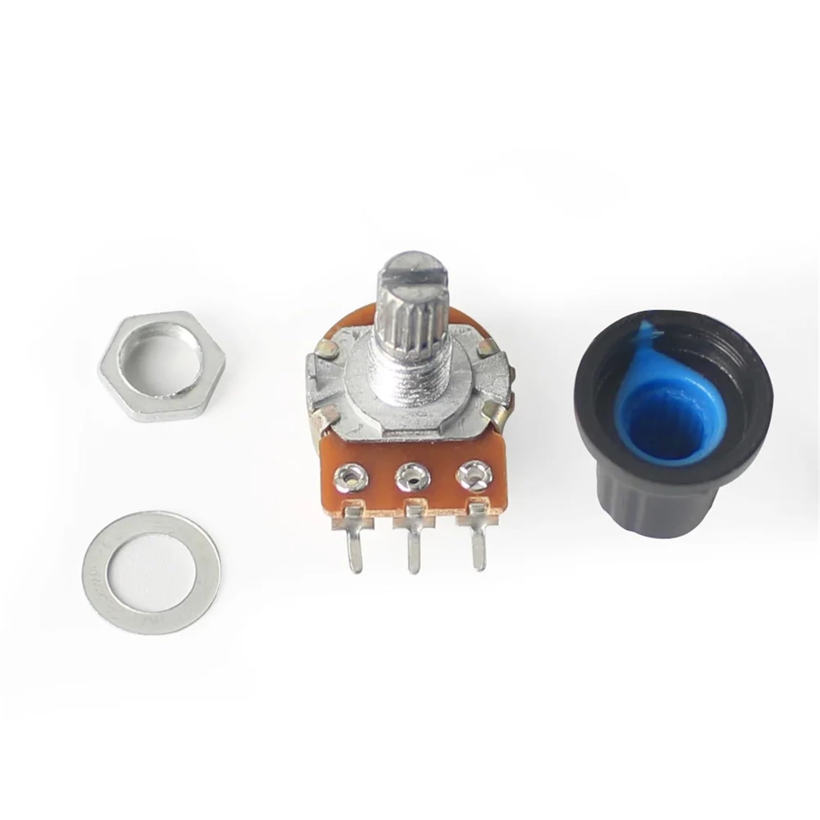 Juego de 5 potenciómetros WH148 con kit de tapa de perilla AG2 azul 1K 2K 5K 10K 20K 50K 100K 250K 1M 15mm 3pin potenciómetros lineales (2K Ohm)