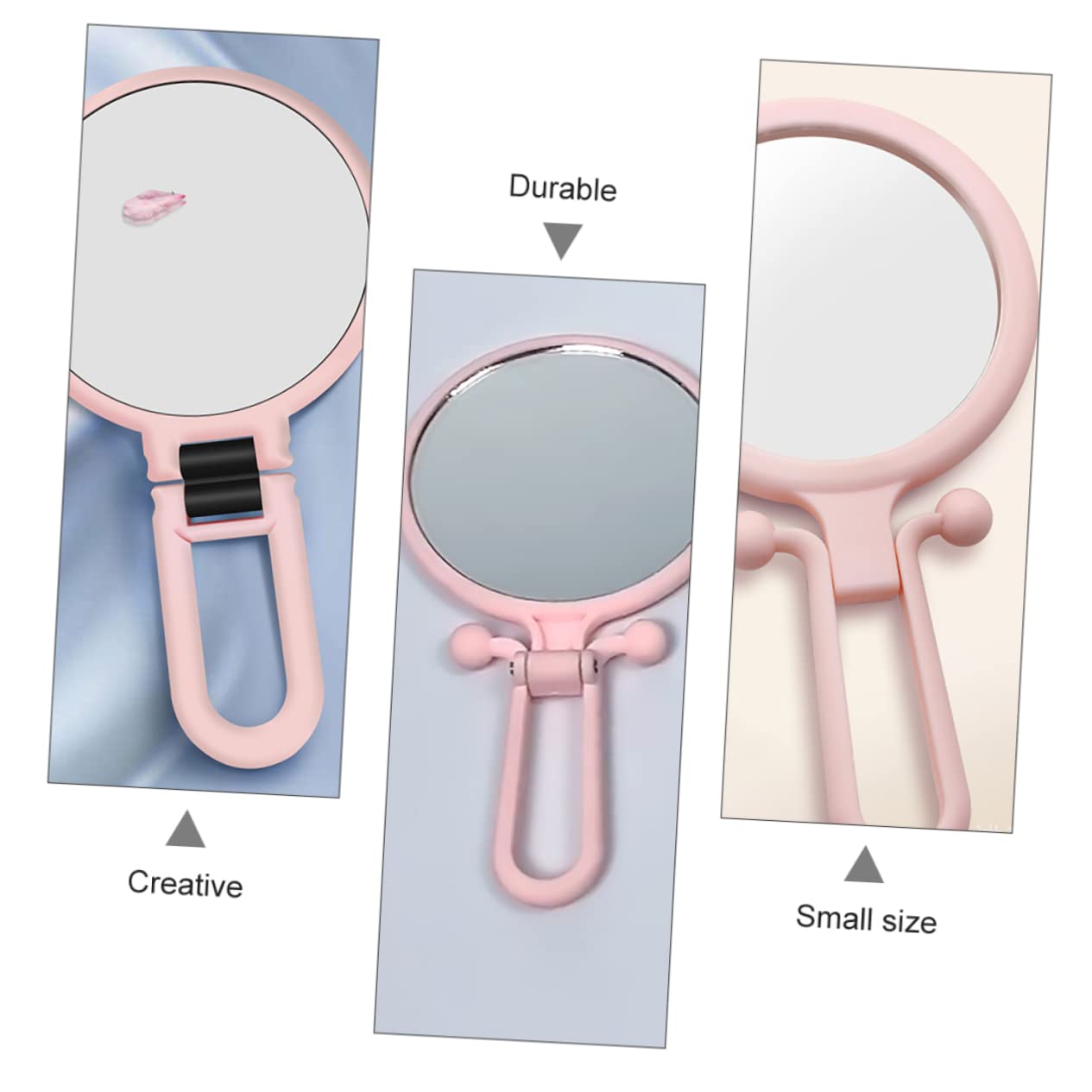 Healeved 2stücke Kosmetikspiegel Facher Vergrößerung Tragbarer Spiegel Für Frauen Runder Klappspiegel Aus Make-up-Tool in Rosa Design Für Schlafzimmer Und Badezimmer