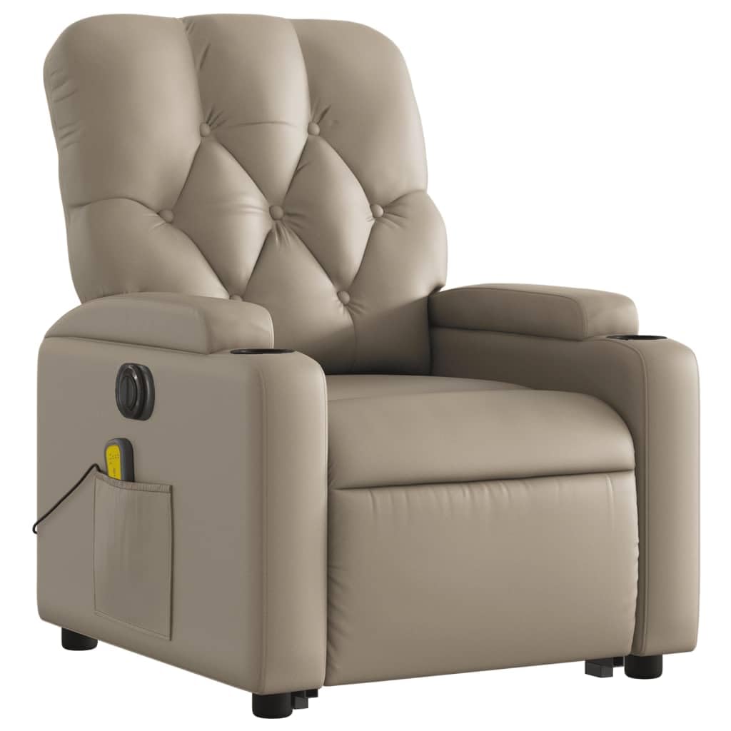 LAPOOH Poltrona Alzapersona Massaggio Elettrica Cappuccino Similpelle,Poltrona Relax,Poltrona Massaggiante,Poltrona Camera da Letto/Ufficio-3204799