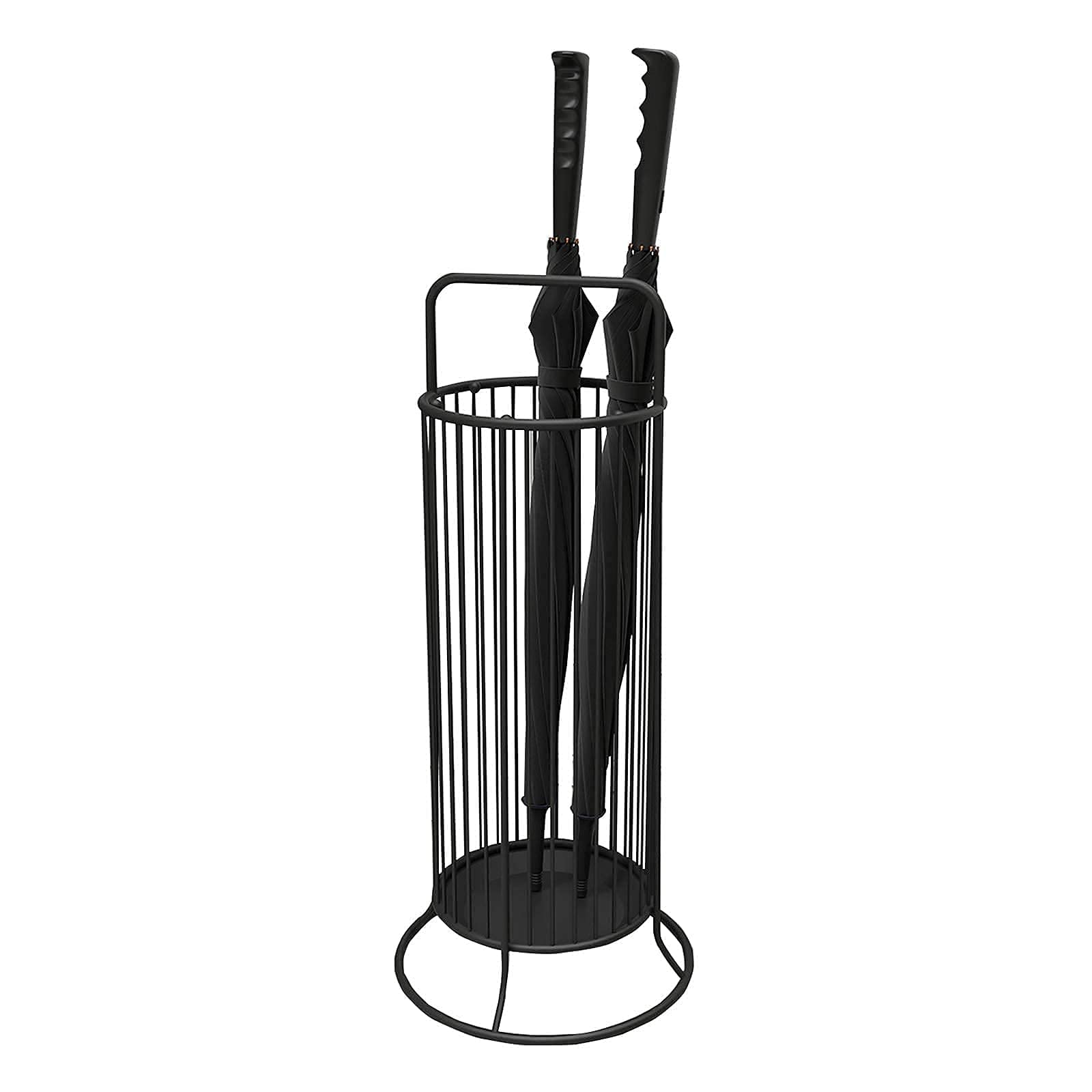 GHHVFEC Multifunctional Hollow Umbrella Bucket with 6 Hooks - Durable Wrought Iron Stand for Umbrellas, Coats, and Accessories - Stylish Home nizer