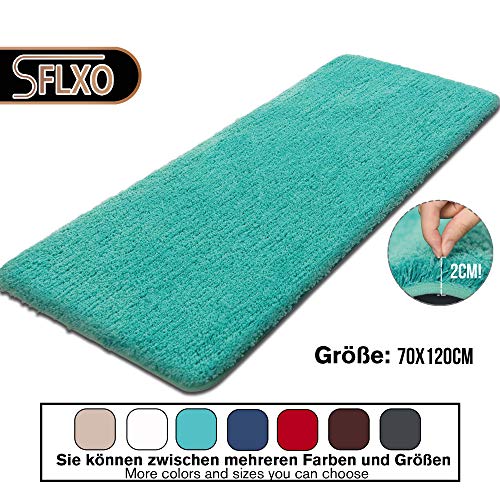 SFLXO Badematte, Rutschfester Badezimmerteppich, 120 x 70 cm, Türkis – Ansicht 2