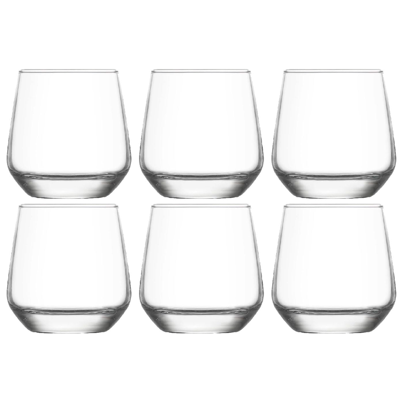 Tradineur Confezione da 6 Bicchieri Modello Aras Capacità: 200 ml Realizzato in Vetro Resistente Lavabile in Lavastoviglie Dimensioni circa 8 x 8 cm - 36 pz Totale