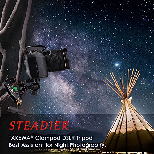 TAKEWAY Camera Clamp Mount Tabletop C Clamp Mount Stand with Phone Holder, 360°Rotatable Mini Ball Head and 1/4" Screew Quick Release Clamp for GoPro/Brinno/DSLR/MILC/SLR Camera and Smartphone by TAKEWAY - Image 9