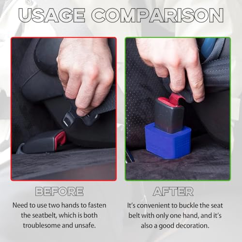 Image of Augeny 2 PCS Seat Belt Buckle Holder, Silicone Auto Rear Seatbelt Buckle Booster to Makes Receptacle Stand Upright for Easy Access, Universal Vehicle Seatbelt Buckle for Kids (Dark Blue)