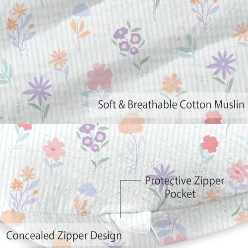 Image of Little Grape Land 100% Cotton Muslin Nursing Pillow Covers 2 Pack, (Garden)