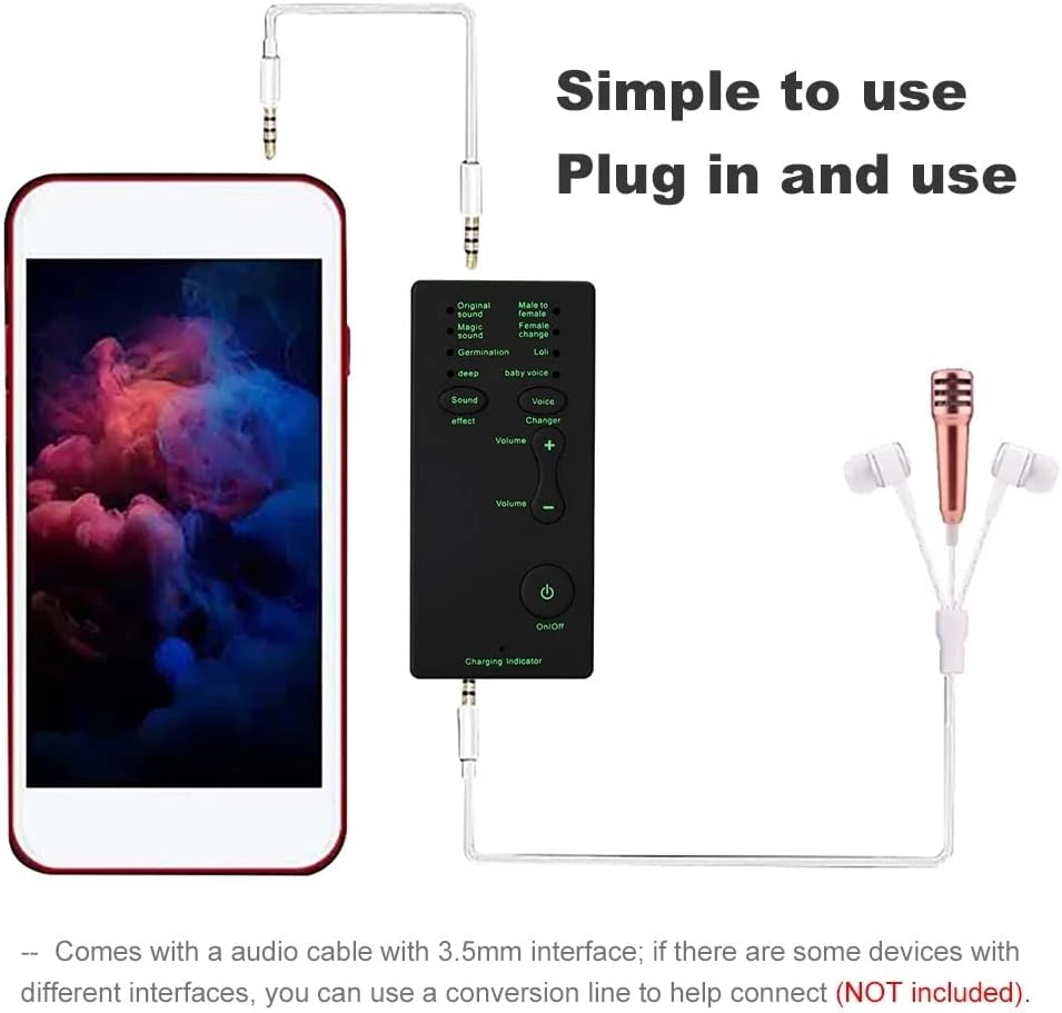 Mini Sound Card Portable Sound Effects Machine Voice Changer Device Audio Card for Live Streaming Online Chatting Singing