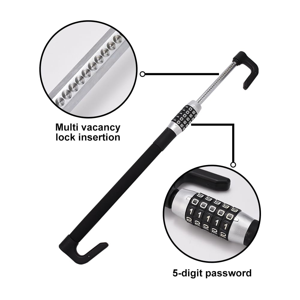 Universal Car Steering Wheel And Brake Lock – Combination Pedal And Clutch Telescopic Double Hook – Keyless