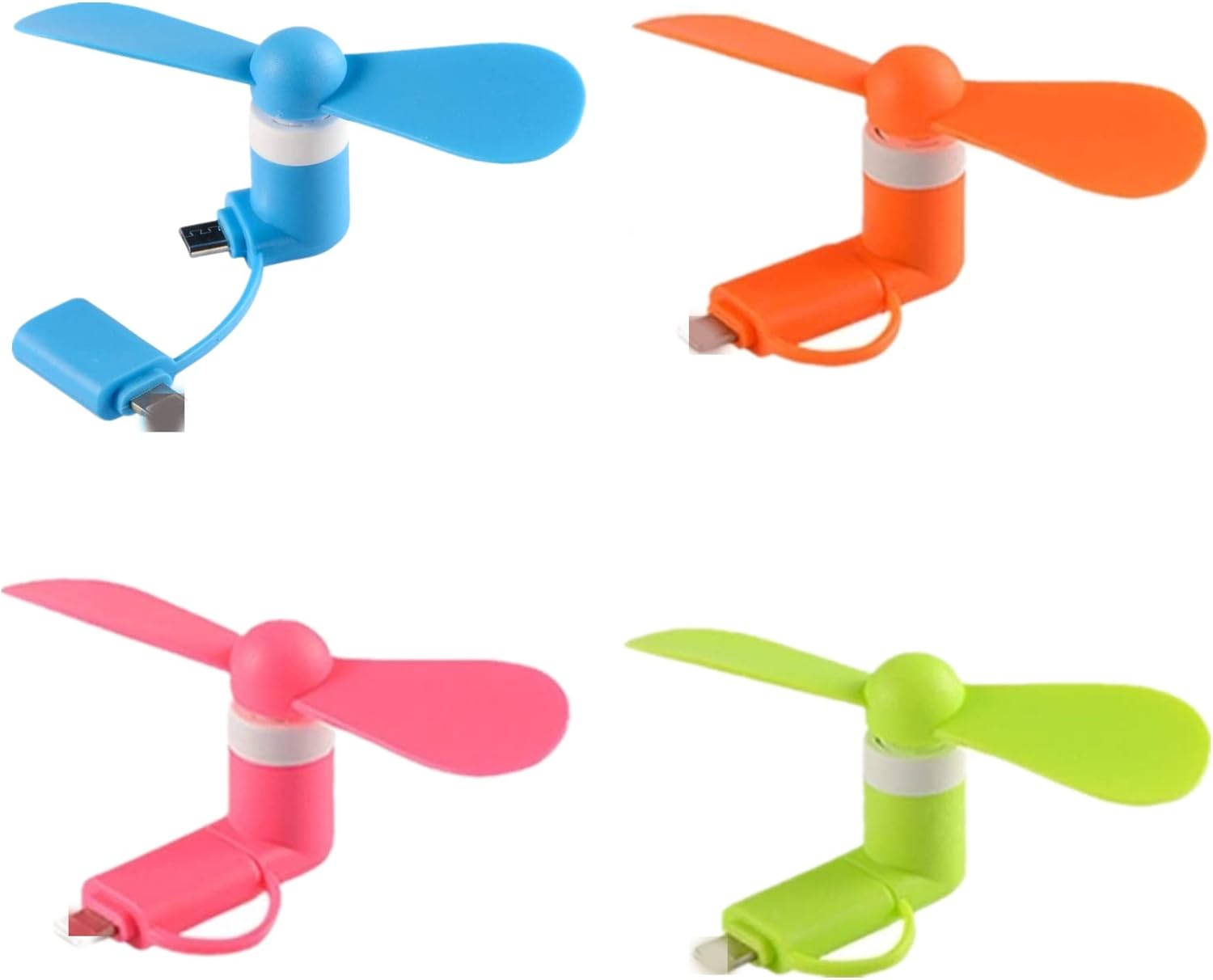 Cell Phone Fan for iPhone and Micro USB Cell Phone, Compatible for iPhone 4/5/6/6S/7/8 Plus, X, XS Max, XR, 11/12/13/14 Mini Plus Pro Max SE 2/3, Not for iPhone 15/16 and Latest Series (Color x4)