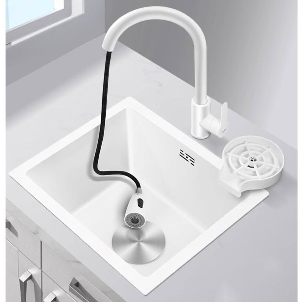 コンパクトホワイトシンク ステンレスボウル付き 【公式通販】