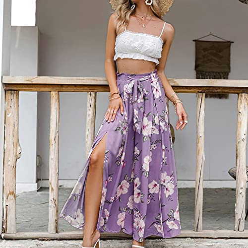 Capri Pants For Women Business Casual Outfits For Women Summer 2023 Beach Resort Warehouse Clearance Work Pants For Women Clothes For Teen Girls Elastic Waist Workout Pants Women(C Purple,Medium) #TOP1