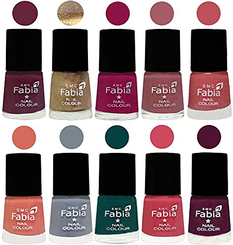 Image of ALL IN ONE (PACK OF 10), Long Lasting Glossy Nail Polish, 6 ml Each, All Vibrant Colours,01878