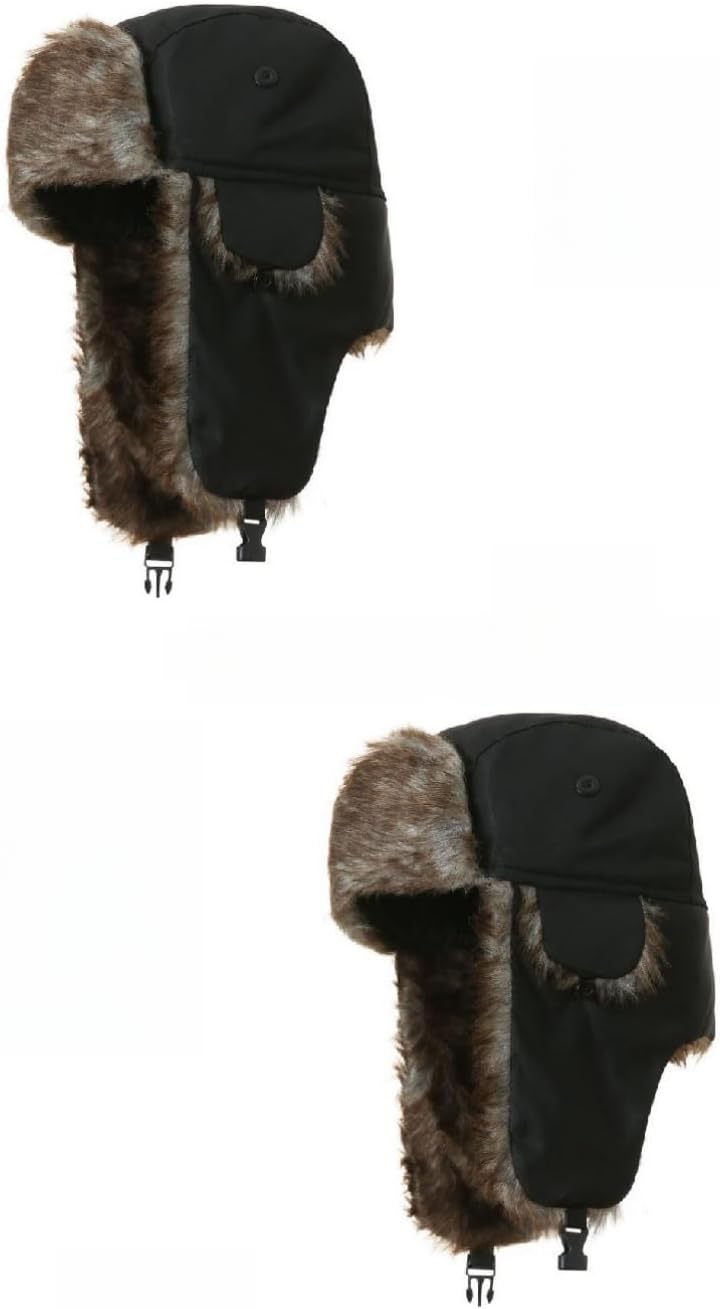 Trapper Hat Warm Faux Fur Winter Hat with Ear Flaps Windproof Waterproof Snow Ski Hats for Men Women Cold Weather
