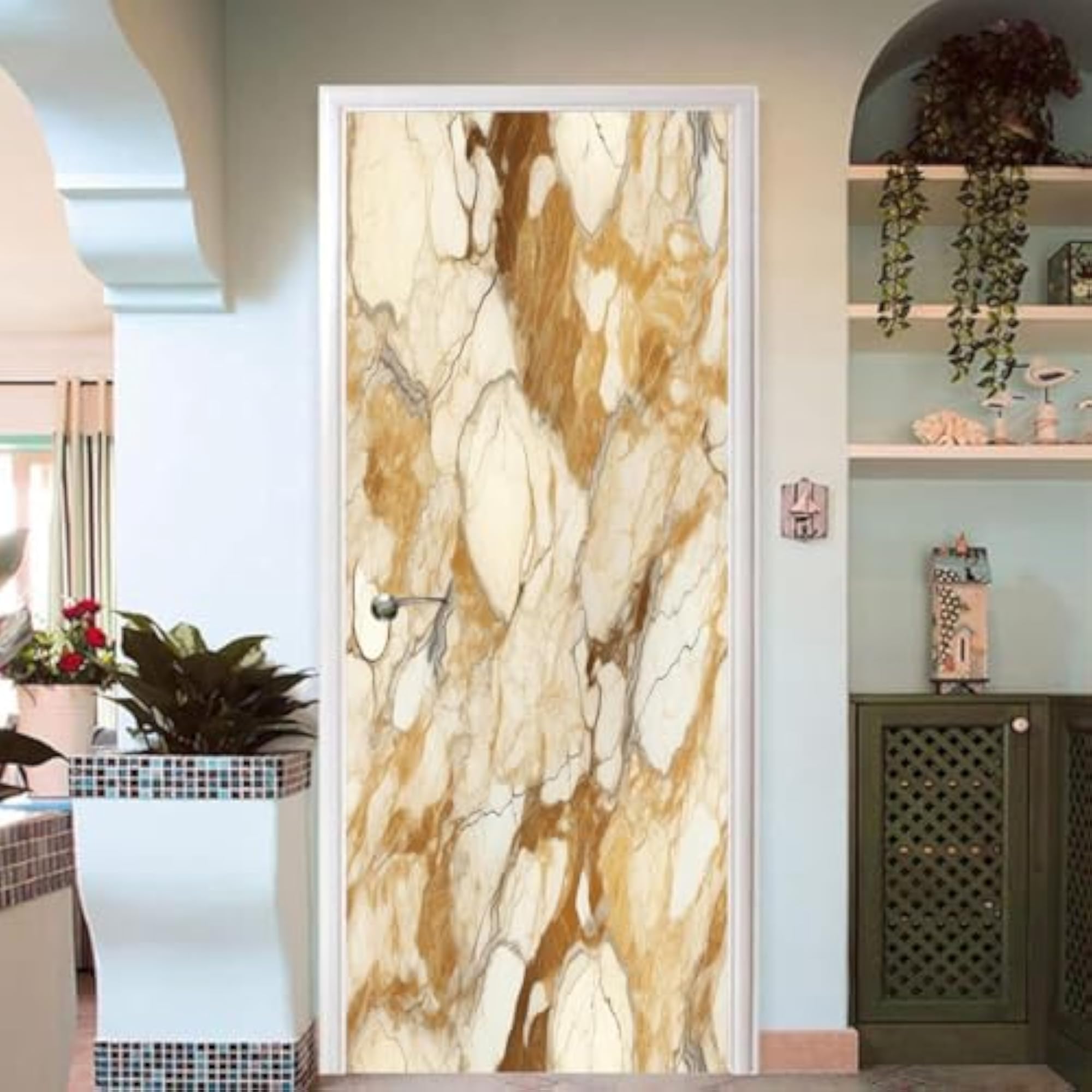 Decorative Vinyl Door Sticker Decal, Self-Adhesive Design
