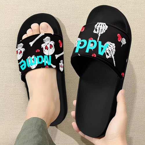 Image of Personalized Women Skull Slides Customized Shoes Open Toe Women's Slide Sandals Size 10 Quick-dry Custom Slip On Sandals for Women Beach