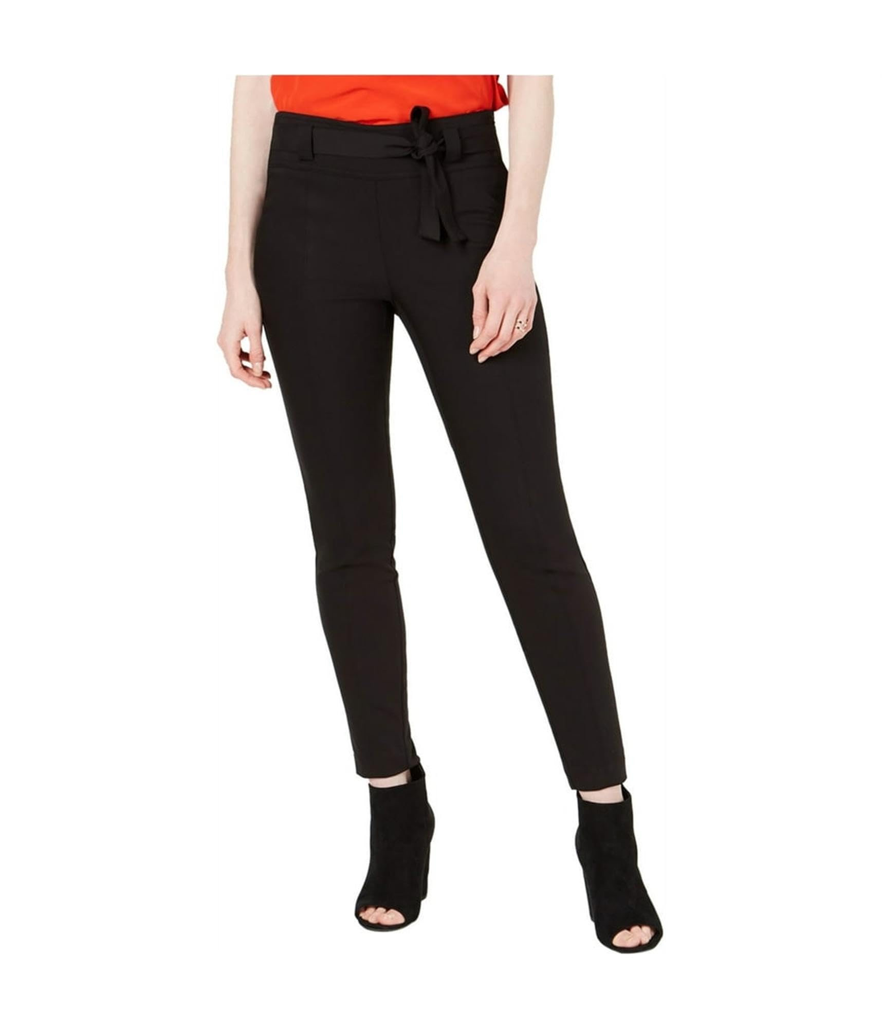 Bar III Womens Tie-Front Casual Trouser Pants Black 12