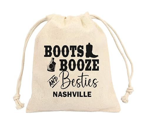 Set of 10 Boots Booze and besties Nashville Bachelorette party hangover kit bags Cotton Drawstring Wedding Party Welcome Favor Bags In Sickness and In Health Hangover kit Bags Bachelorette Party