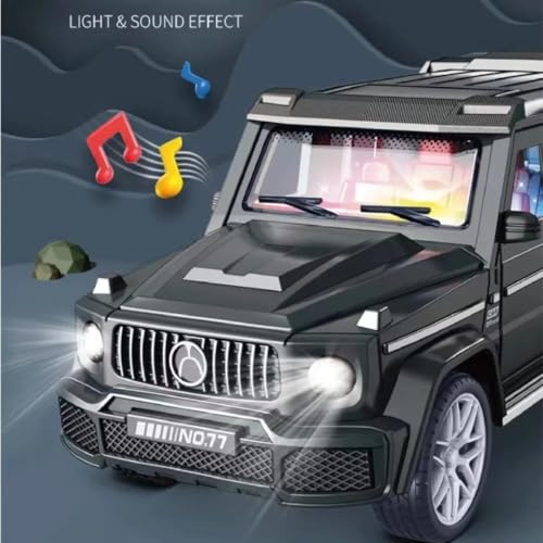 Image of PLUSPOINT G-Wagon Friction Powered Car Toys Realistic with Lights and Sound for Kids with Doors Opeanable Smooth Push and Go 1:32 Scale Pretend Play Toy Car Great Gift for Children Boys