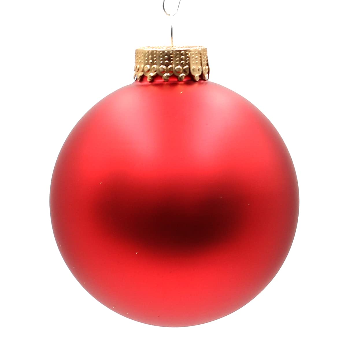 Dekohelden24 Lauschaer Christbaumschmuck - 16er Set Kugeln inkl. 1 Baumspitze aus Glas, handdekoriert, rot matt und glänzend, 6,7 und 8 cm, mit goldenem Krönchen.