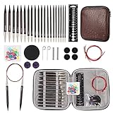 Ruidi 10 Pairs of Deluxe Ebony Interchangeable Ring Needle Set